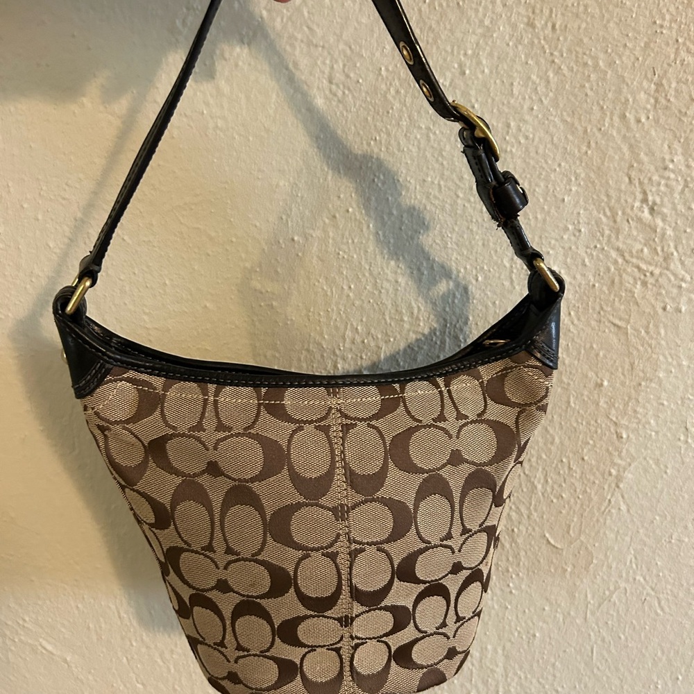 Coach Brown and Black Women's Mini Bucket Bag